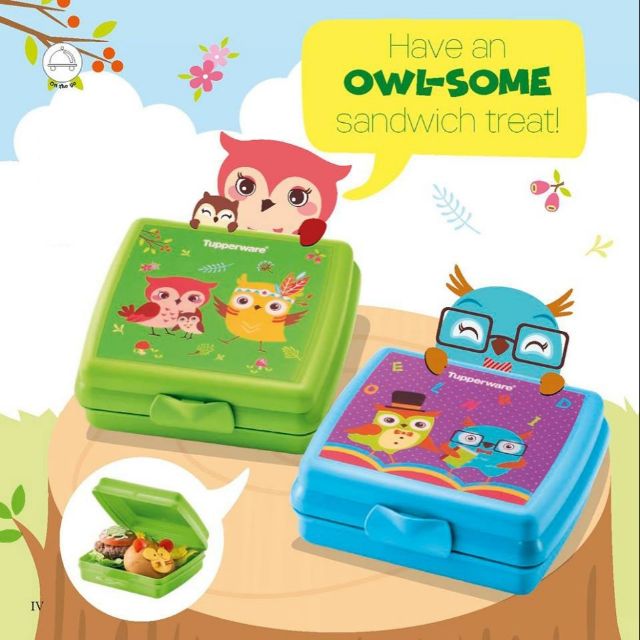 Best priceReady tupperware owl-some sandwish keeper/rectangles dividen lunch box