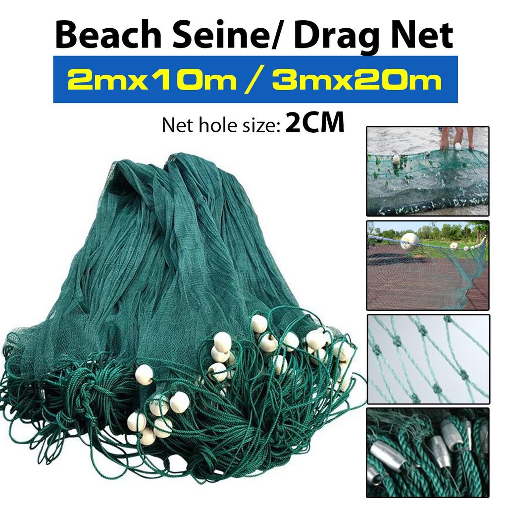  Green Fishing Gill Nets, Hand Made Beach Seine Drag Nets  Fishing Equipment Trammel Net with Floats for Seining Minnows and Shiners ( 6.5x33ft) : Sports & Outdoors