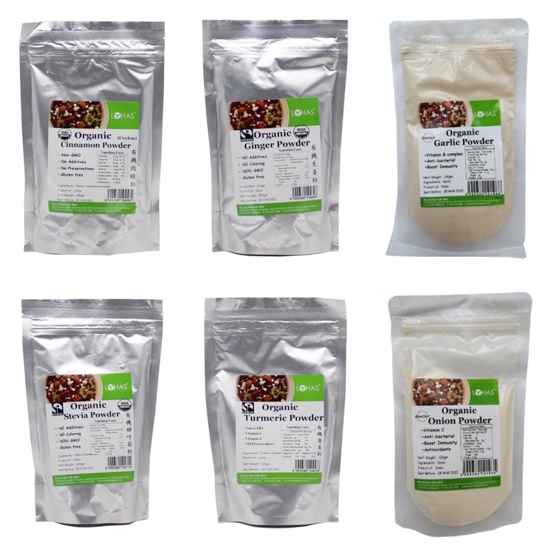 Lohas Organic Ginger Powder Turmeric Powder Stevia Powder