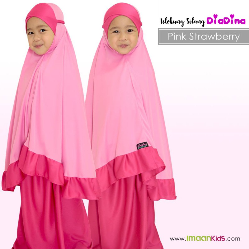 Telekung Kanak-Kanak Silang Pink Strawberry | Shopee Malaysia