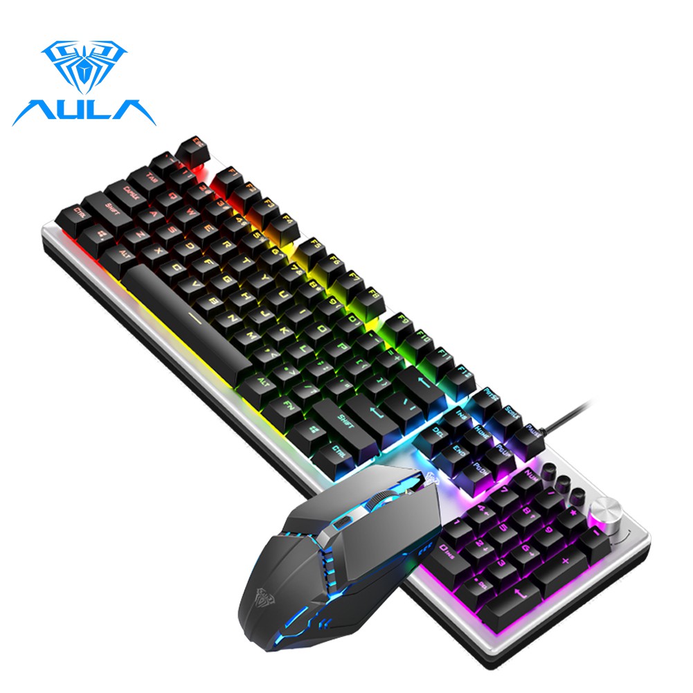 AULA T200 Gaming Keyboard and USB Mouse Combo Colorful Backlight With