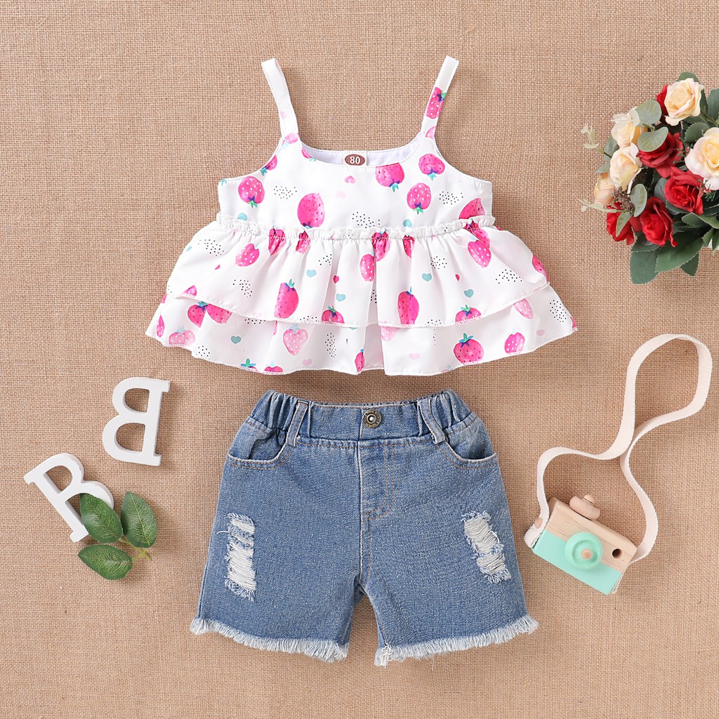 Toddler Baby Girl Summer Outfits Off Shoulder Shirt Top and Floral Belted Shorts Clothing Set 