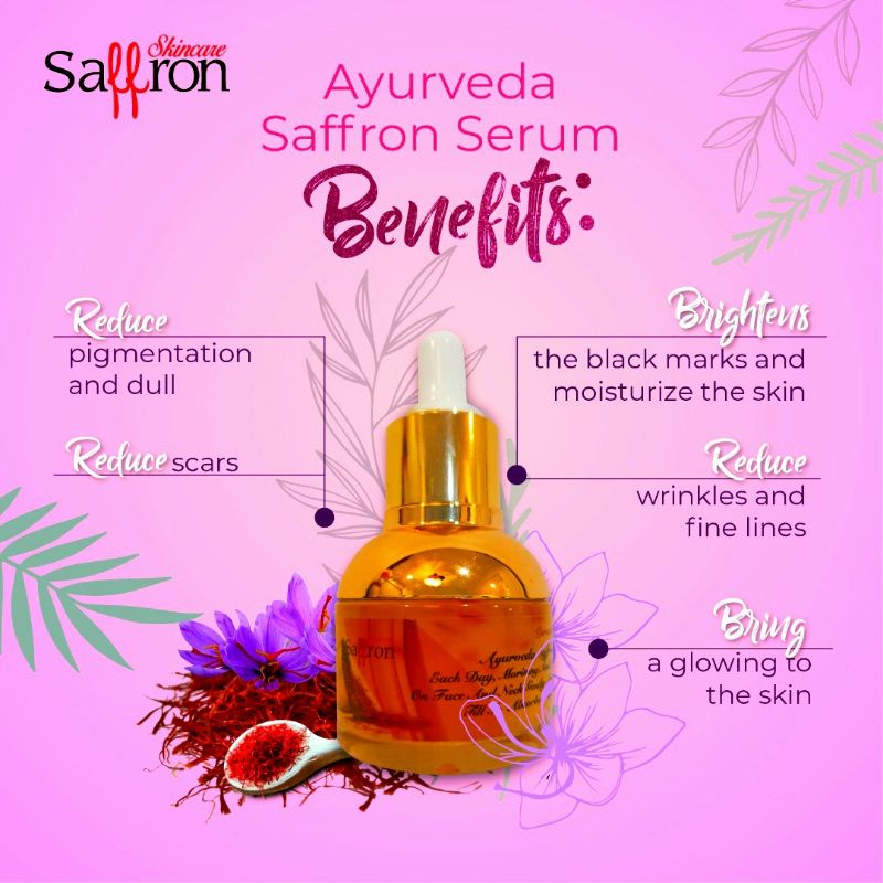 SAFFRON SKINCARE ORIGINAL AYURVEDIC FACE SERUM - ORGANIC WITH AYURVEDIC AND NATURAL INGREDIENTS