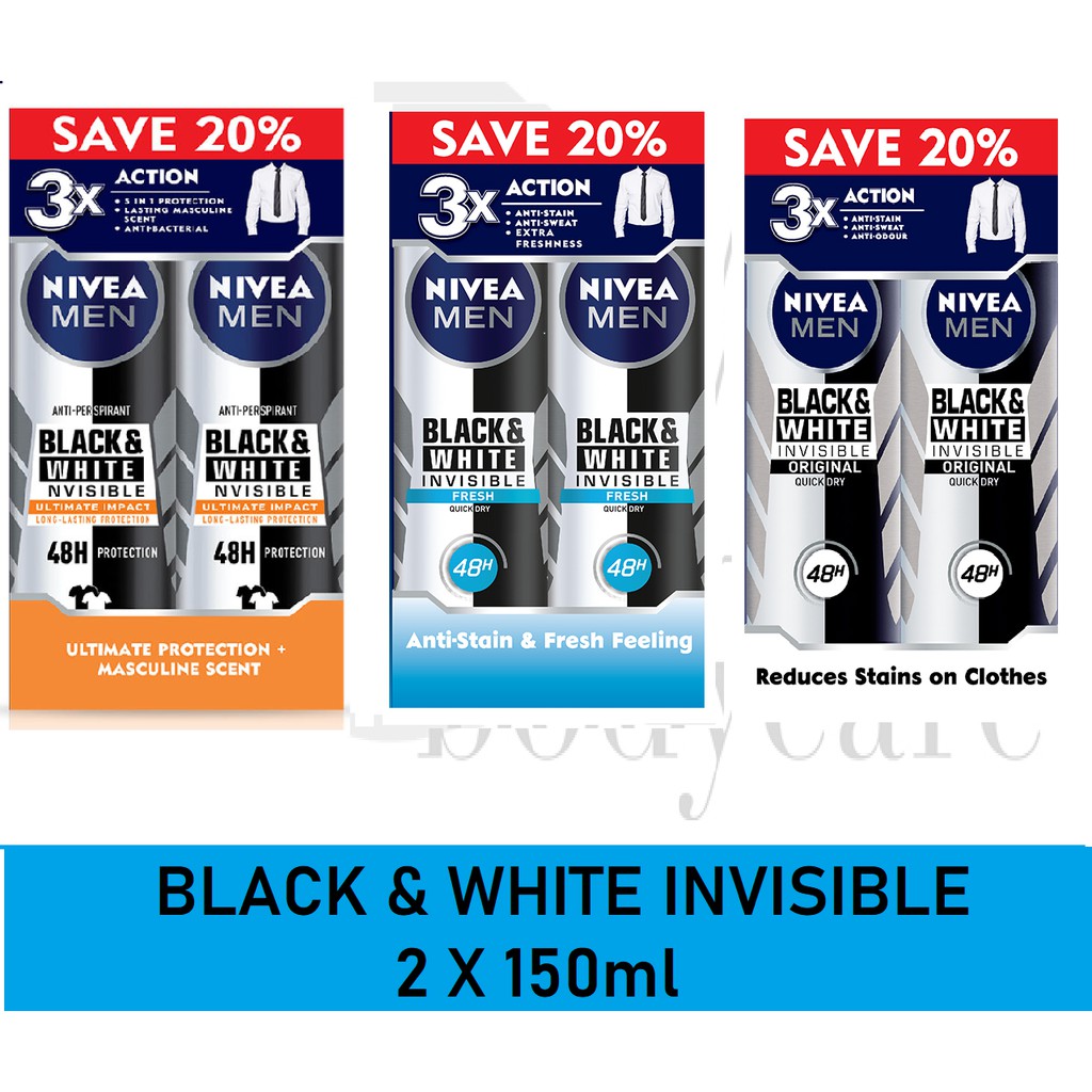 NIVEA Men Black & White Invisible Deo Spray 150 Ml – 72h Schutz Gegen Flecken & Gerüche