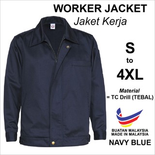 Worker Jacket Navy Blue Jaket Teknikal Lab Bengkel Jaket 