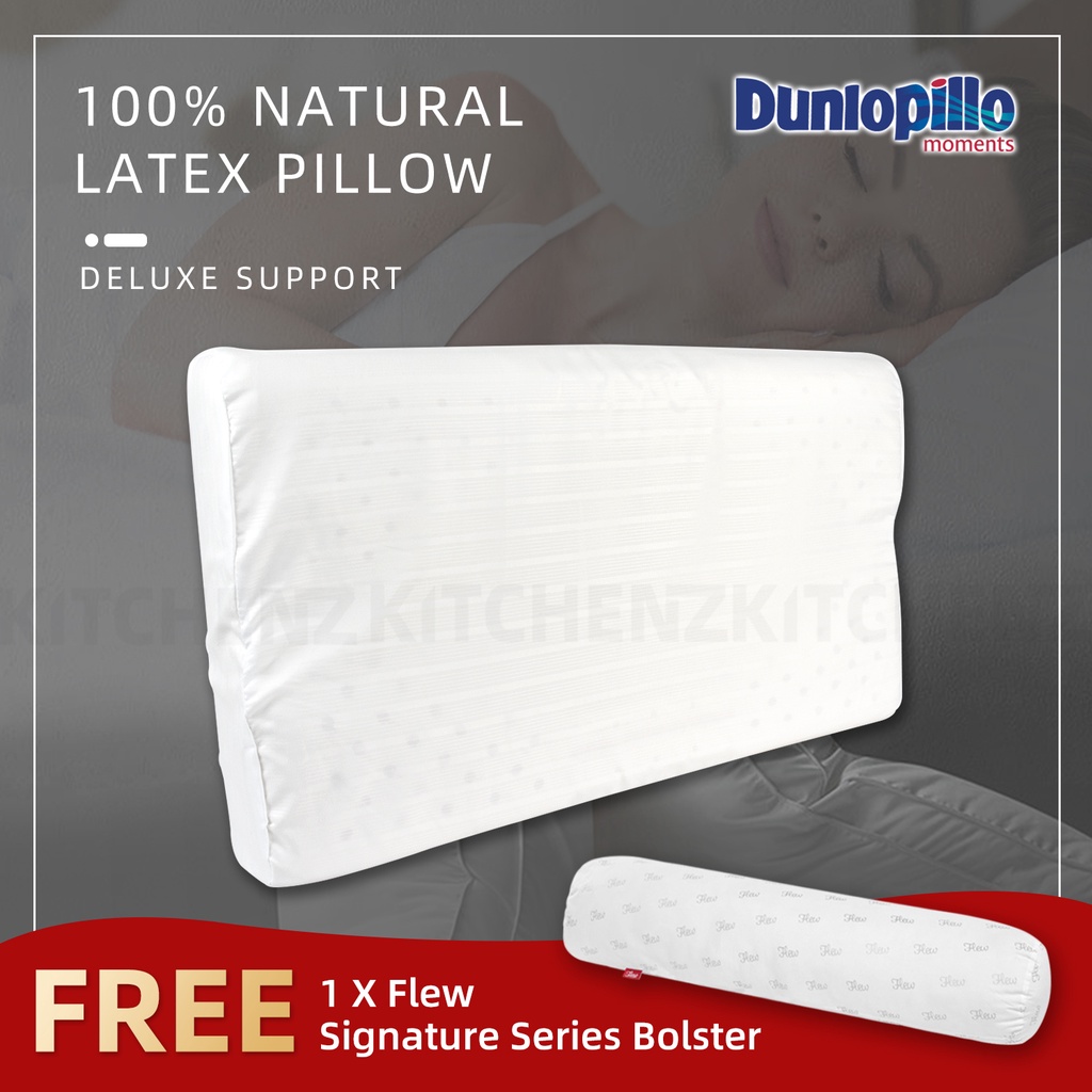 (FREE BOLSTER)Dunlopillo Deluxe Support Latex Pillow / 100 Natural