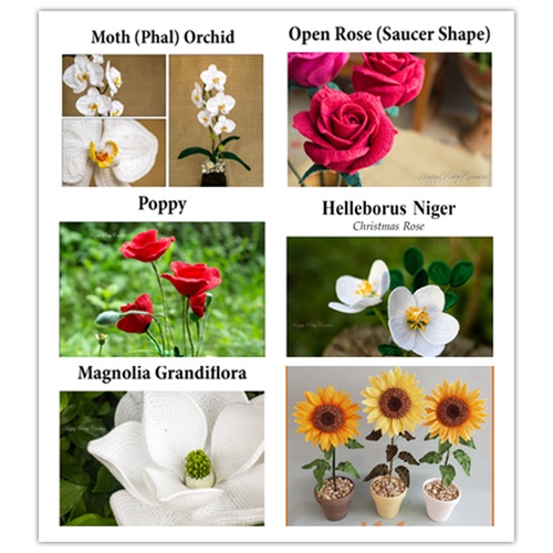 (PDF PATTERN ONLY] Flower Collection Crochet Pattern Amigurumi Decors