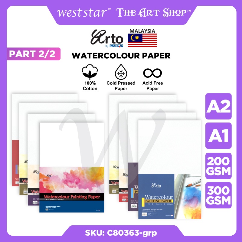 [Weststar] (2/2) A2 , A1 Arto by Campap Watercolor Paper Cold Pressed Acid Free Paper For
