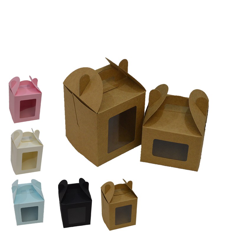 Gift Box With Handle And Window Paperboard 10 Pcs/Lot Souvenirs Products Storage 
