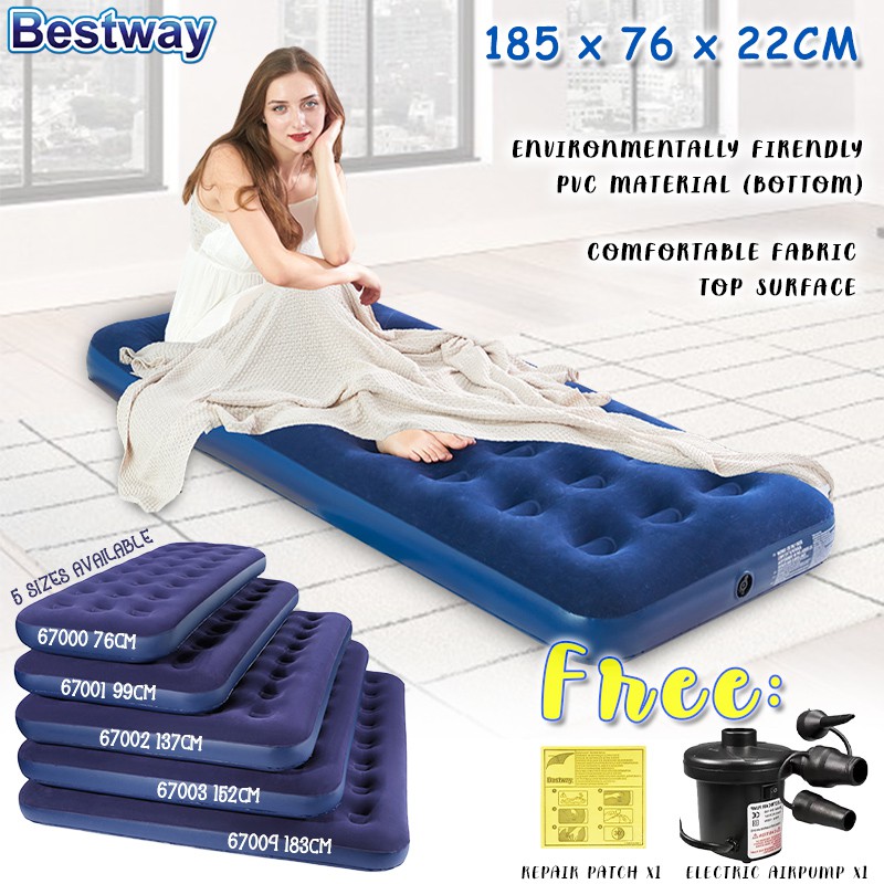 BESTWAY 67000 + PUMP Portable Series Inflatable Single Air Bed Mattress