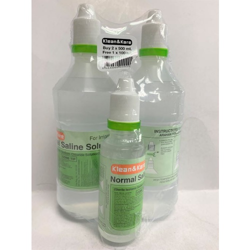 Klean & Kare Normal Saline Solution 2X500mL Free 100mL(Exp 05/2027
