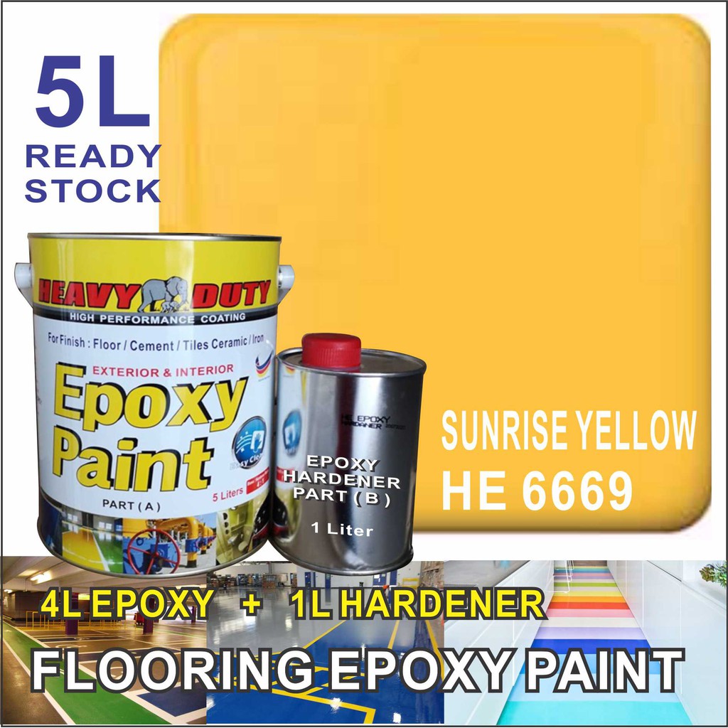 HE 6669 SUNRISE YELLOW ( 5L ) HEAVY DUTY BRAND Two Pack Epoxy Floor ...