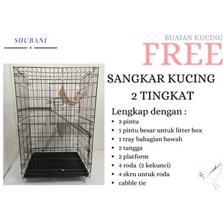 LARGE PLATFORM) 2 Level Cat Cage / Sangkar Kucing 2 Tingkat 