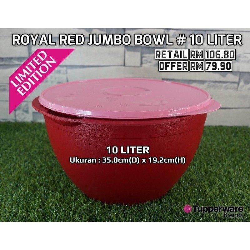 Tupperware Jumbo Bowl Royal Red