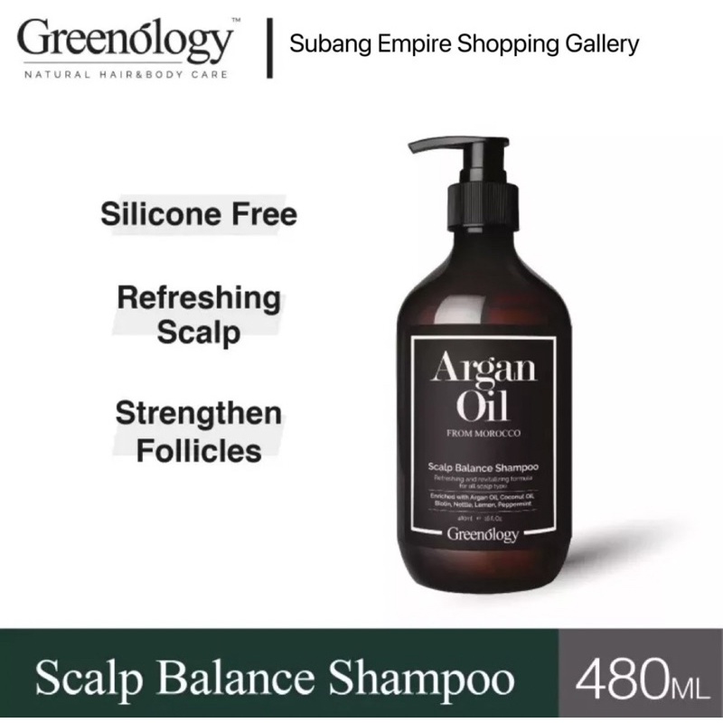 Greenology Natural Argan Oil Scalp Balance Shampoo | Oily Scalp · Hair Loss  · Itchy Scalp · Pimples | Shopee Malaysia