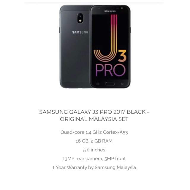 Samsung Galaxy J3 Pro 17 Black Original Malaysia Set Shopee Malaysia