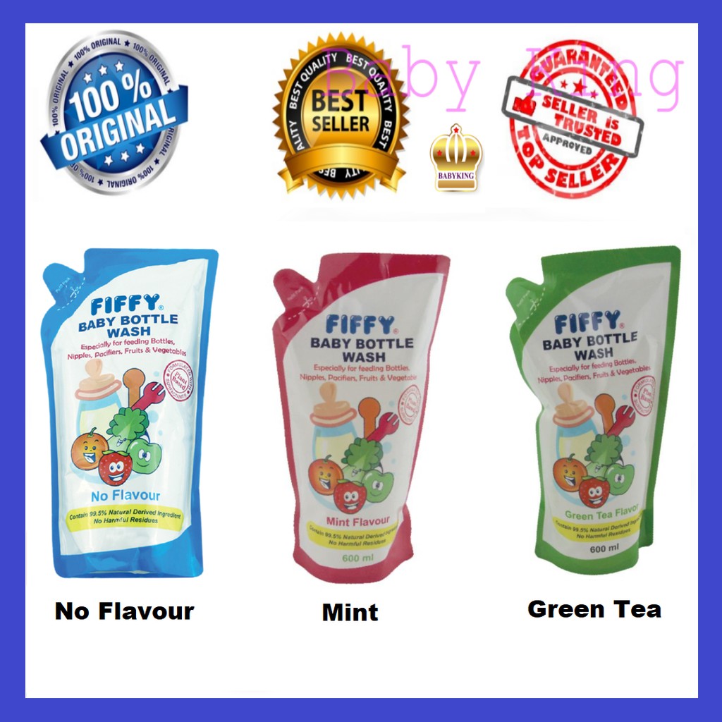 Original Fiffy Baby Bottle Wash Liquid Cleanser 600ml Refill Pack (No