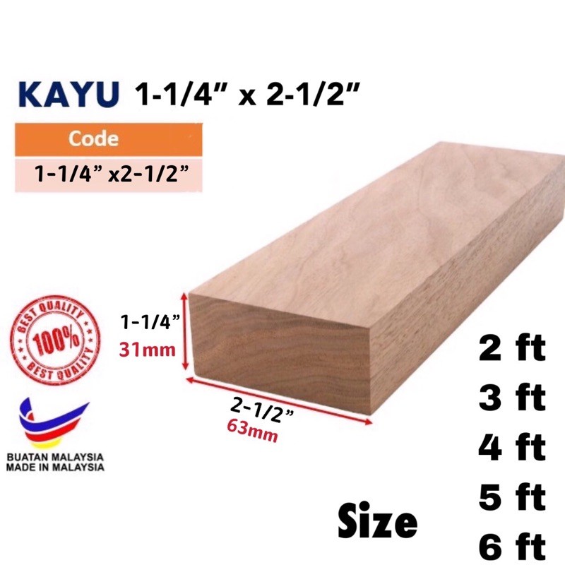 1 1 4 X2 1 2 31mmx63mm Kayu Kasau Besar Batang Kayu Hijiau Kayu Duakak Kayu Bumbung Kayu 11 4x21 2 Furniture Wood Shopee Malaysia