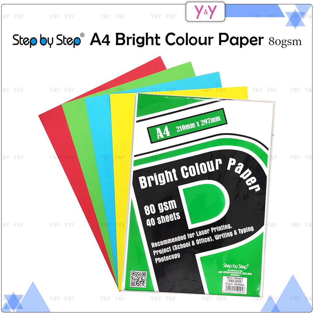 Step by Step A4 Bright Colour Paper 80gsm / SBS Mix Color Paper / Craft