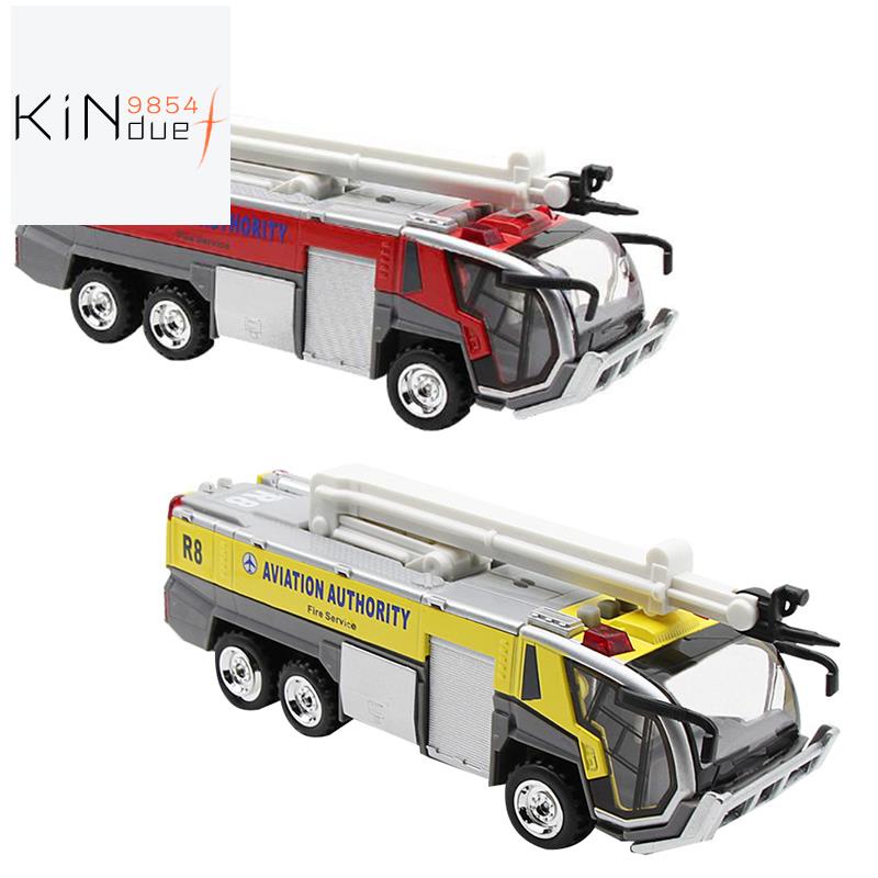 1:32 Airport Fire Truck Fire Engine Electric Die-Cast Engineering Vehicles Car el Toy with Sound Light Pull Back Gifts,Red