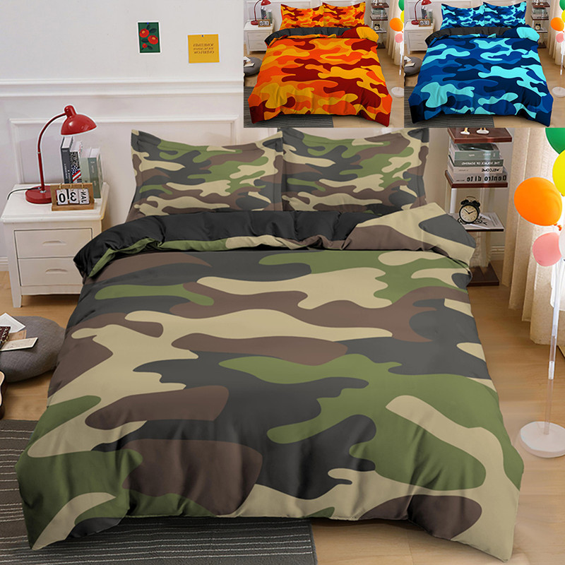 King Queen Twin Comforter Covers, Camouflage Twin Bedding Set