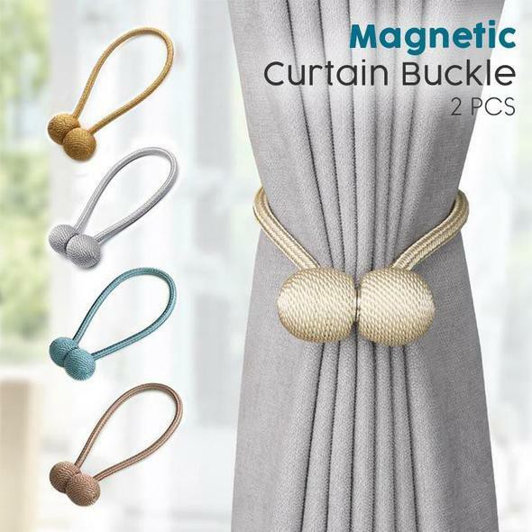 Magnetic Curtain Buckle 2 Pcs Tiebacks Braided Spherical Drapery