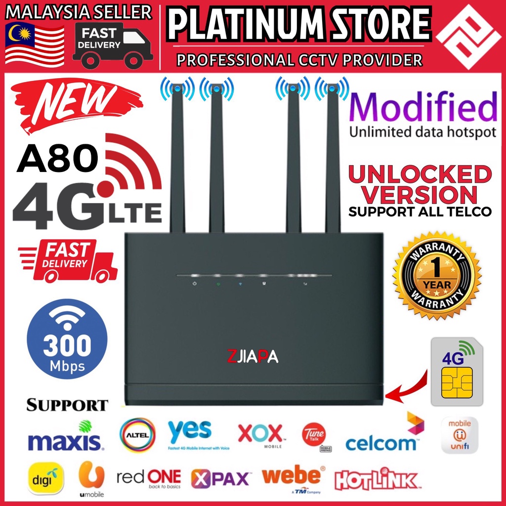 4G Lte Modem Wifi Sim Card Router A80 Lan Port Bypass Hotspot Modified