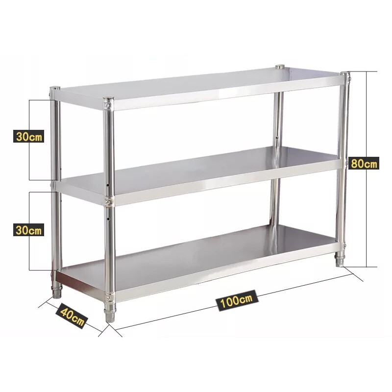 Kenz Depot 3 Tier Stainless Steel Storage Rack 100cm X 40cm X 80cm Shopee Malaysia