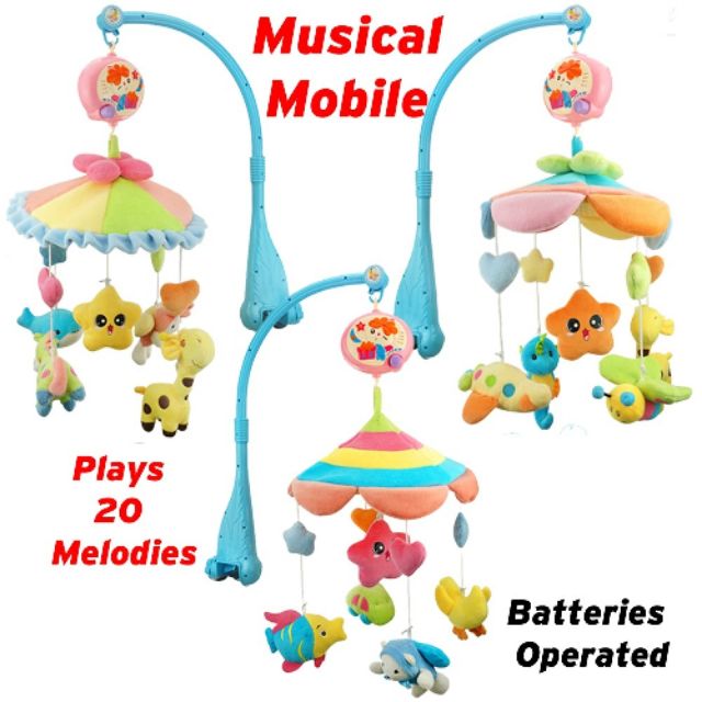 Musical Mobile Plush Toys Battery Operated Baby Crib Rotating