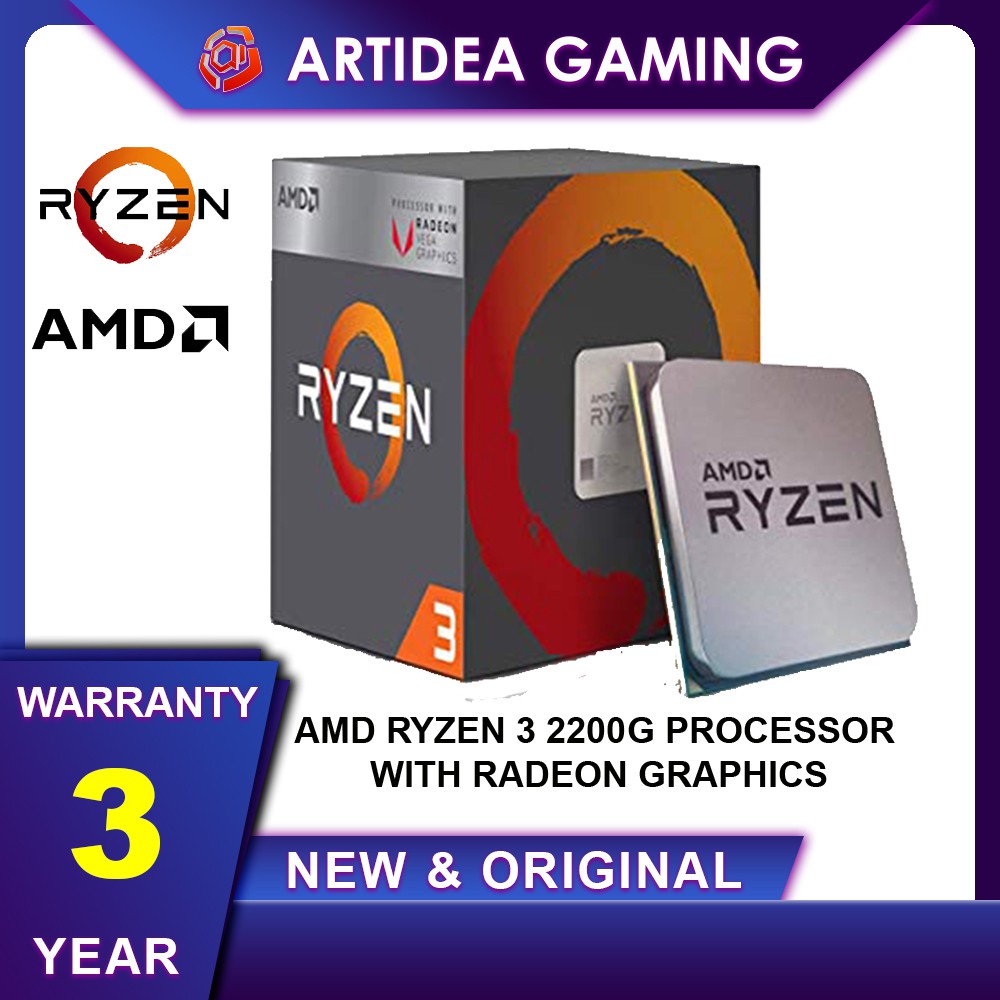 ^ AMD RYZEN 3 2200G WITH RADEON VEGA 8 GRAPHICS - AM4 PROCESSOR ...