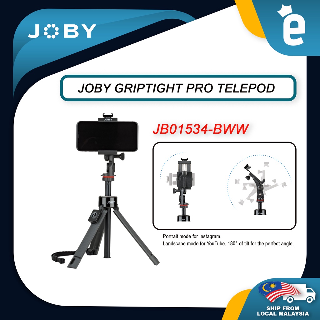 Joby GripTight PRO TelePod Telescoping tripod & grip for mobile phones ( JB01534BWW ) Shopee