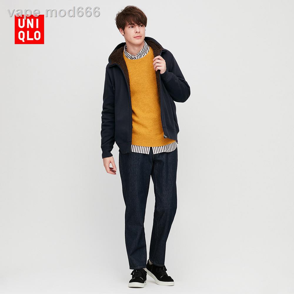 Men S Imitation Lambs Wool Movement Zipper Hooded Jacket Long Sleeve 418708 Uniqlo Uniqlo Shopee Malaysia