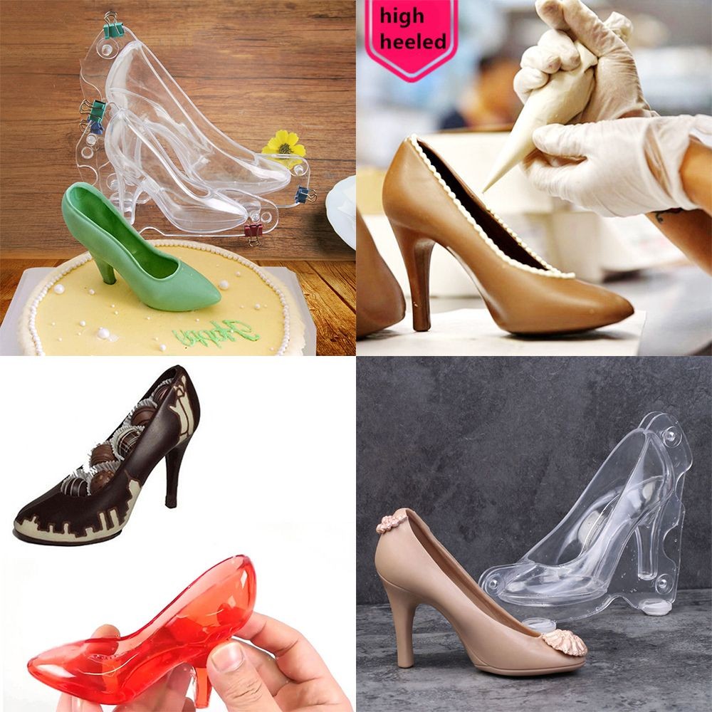 Baking Candy Suger Craft 3D Chocolate Mould Princess Crystal High Heel Shoes