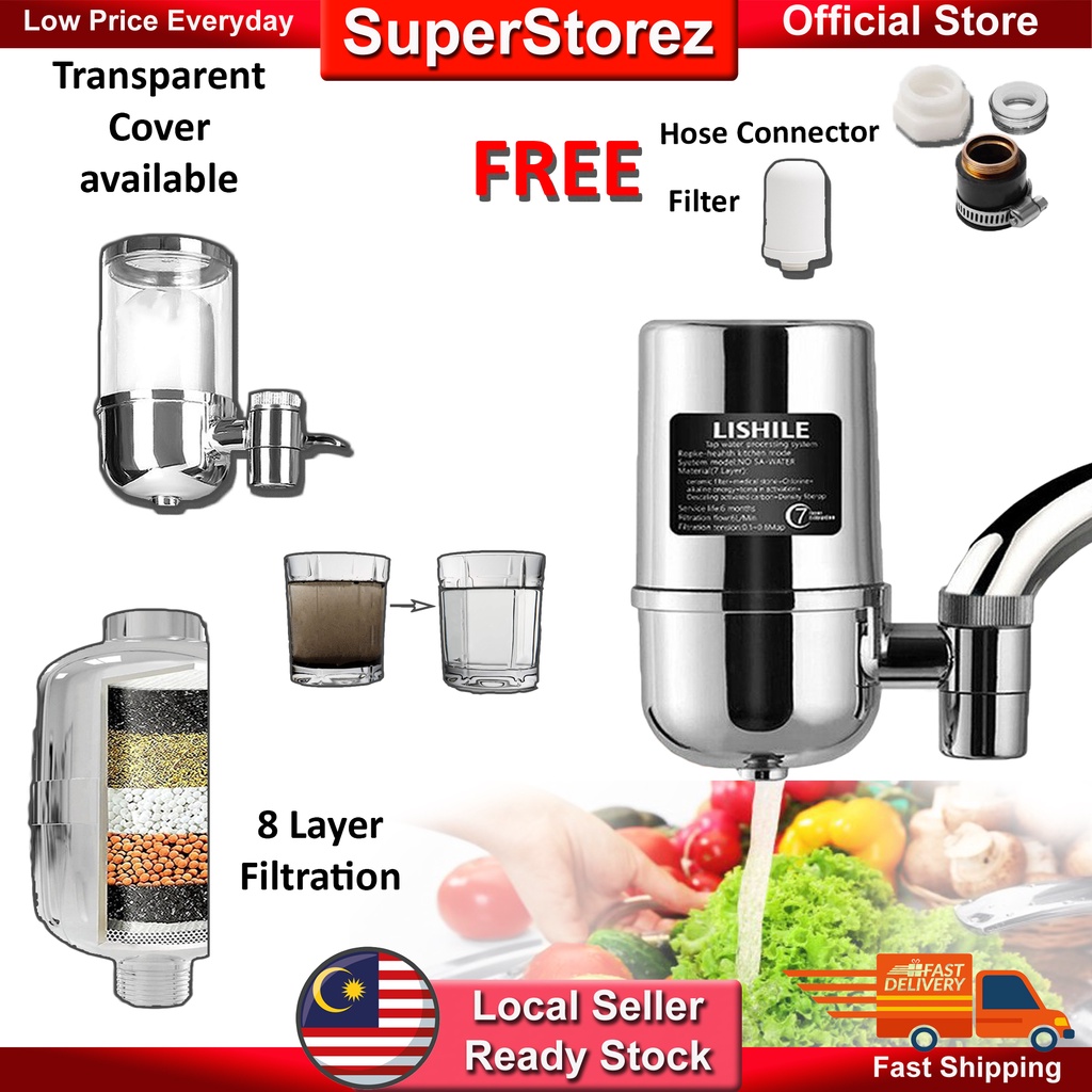 Superstorez Universal Kitchen Water Tap Filter Purifier Penapis Air Activated Carbon Ceramic 滤水器