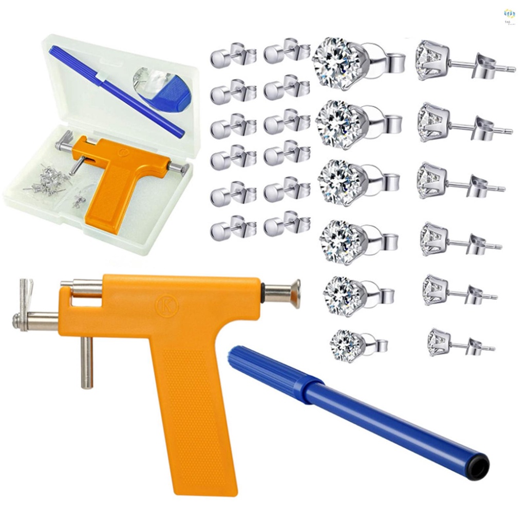 [TOG]1 Set Professional Steel Stainless Ear Piercing Gun Kit with 12 Pairs Steel Ear Studs Pen