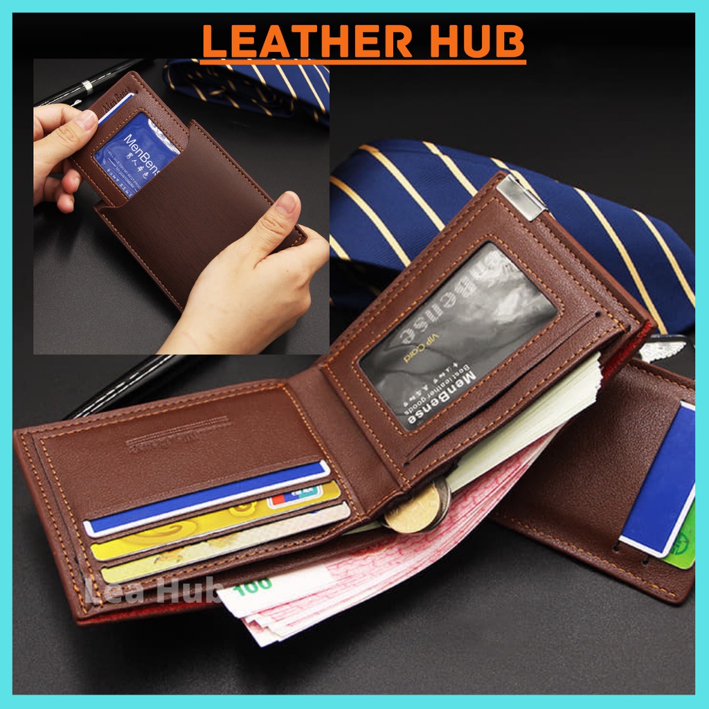 EXTRA SLOT Men's Leather Fashion Wallet Bi-Fold Clutch Card Coins Cash ...