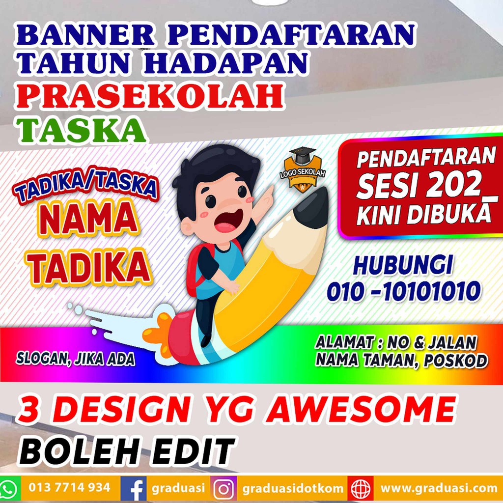 Banner Pendaftaran Tadika Prasekolah Taska 4 X 10 Kaki Bnrb Shopee Malaysia