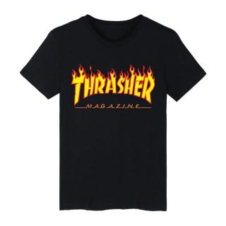 Fashion Tops Thrasher Shirts Skateboard Tide Trasher Magazine Flame Causal Tee Black Shopee Malaysia - roblox t shirt thrasher