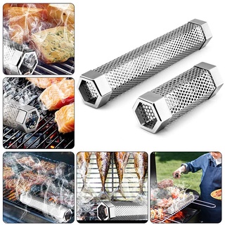 8.66in Smoker Tube BBQ Wood Pellet Smoke Box Charcoal Gas Grill Grilling Meat 