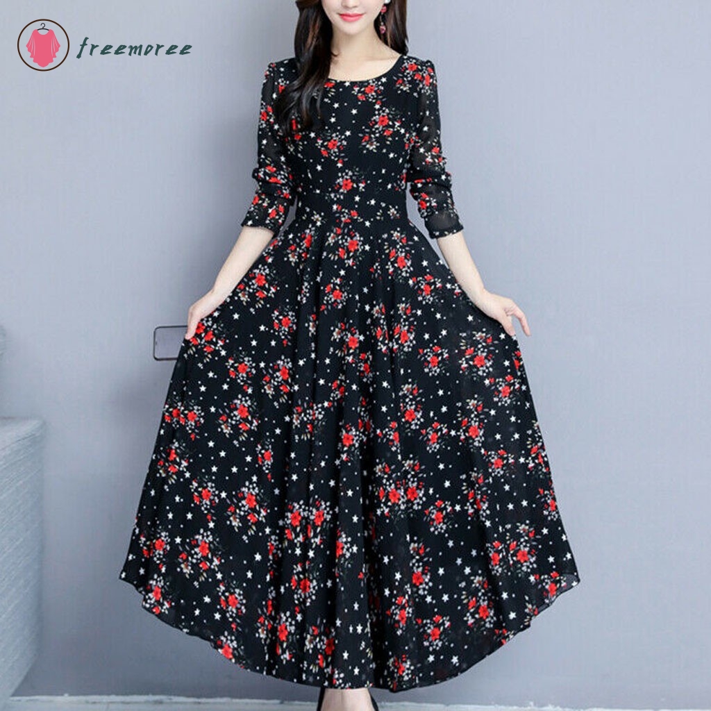 vintage boho maxi dress long sleeve