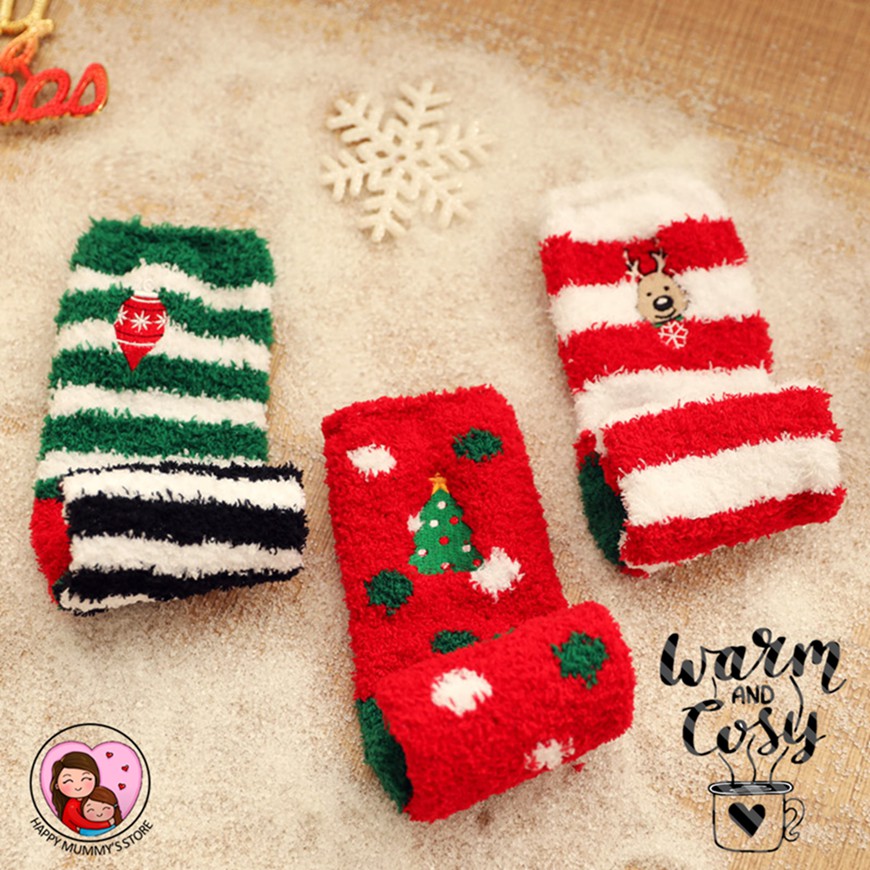 [MALAYSIA STOCK]Fluffy Socks Christmas Socks Confinement socks Bed Socks Cozy Cute Winter Socks for Women