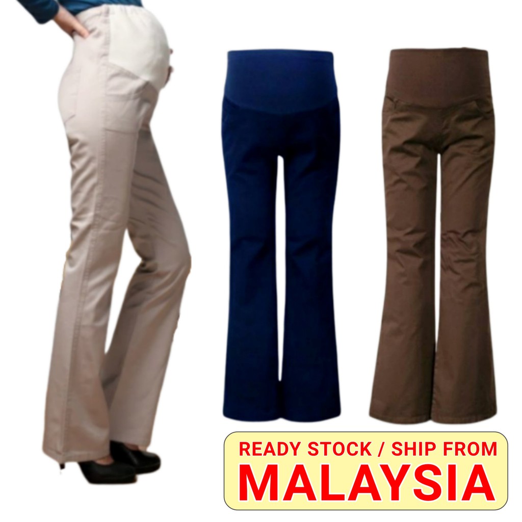 Maternity Cotton Boot Cut pants Pregnant Pants Boot Cut Seluar