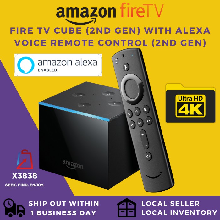 Amazon All New 4k Ultra Hd Fire Tv Cube 2nd Gen With Alexa Voice Remote Control 2nd Gen Streaming Media Player Shopee Malaysia