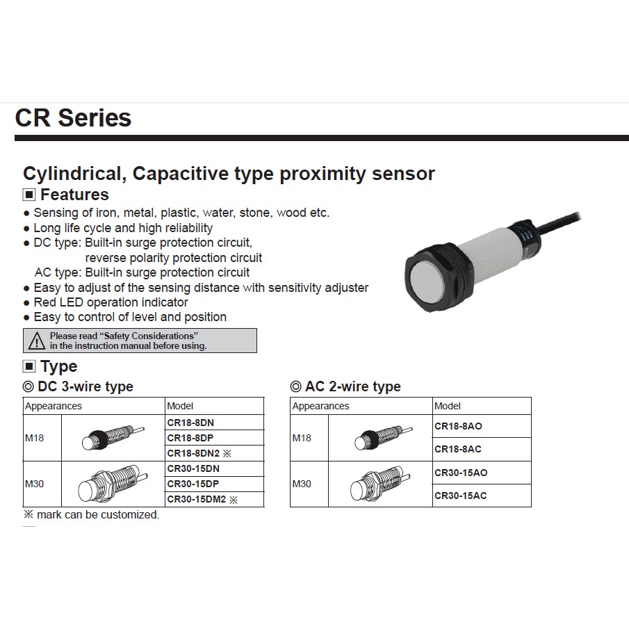 AUTONICS CR18-8DN Cylindrical Capacitive Photoelectric Proximity Sensor Switch 