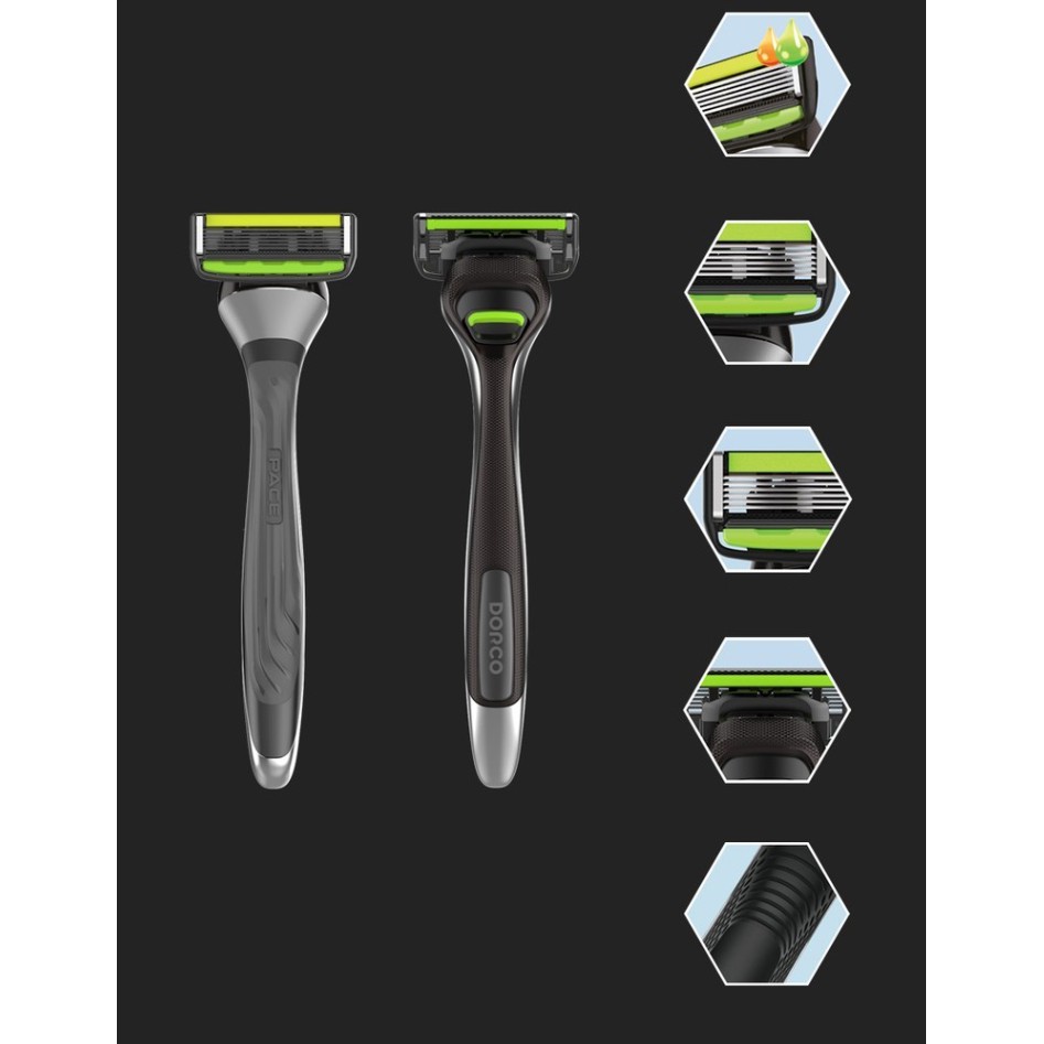 dorco pace 6 pro six blade razor system with trimmer