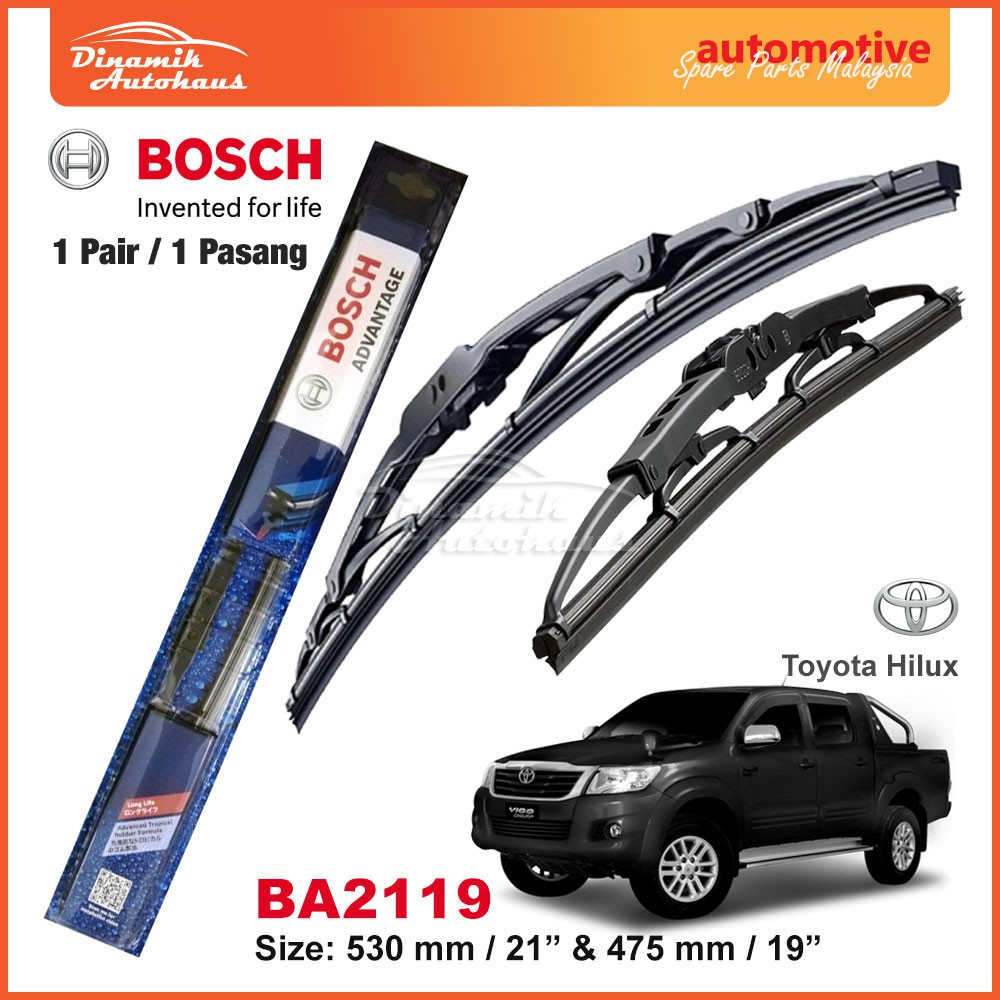 toyota wiper blade size