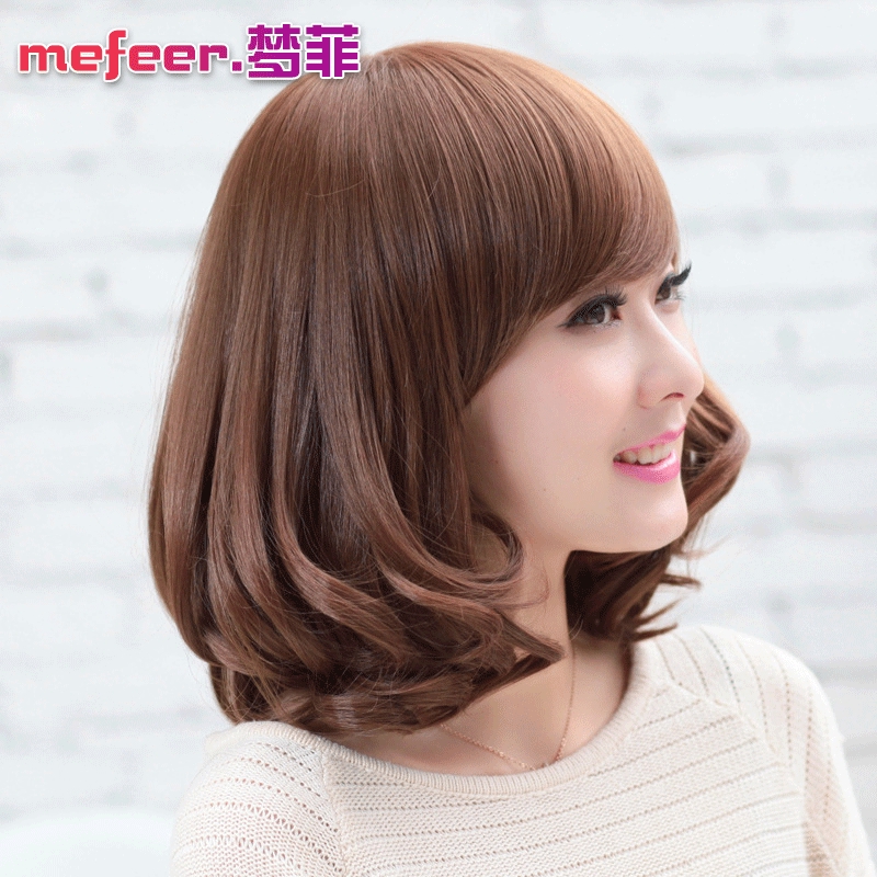 First Language Spot Korean Wig Female Short Hair Short Curly Hair Bobo Head Oblique Bangs Fluffy Face Repair Pear Flow Shopee Malaysia