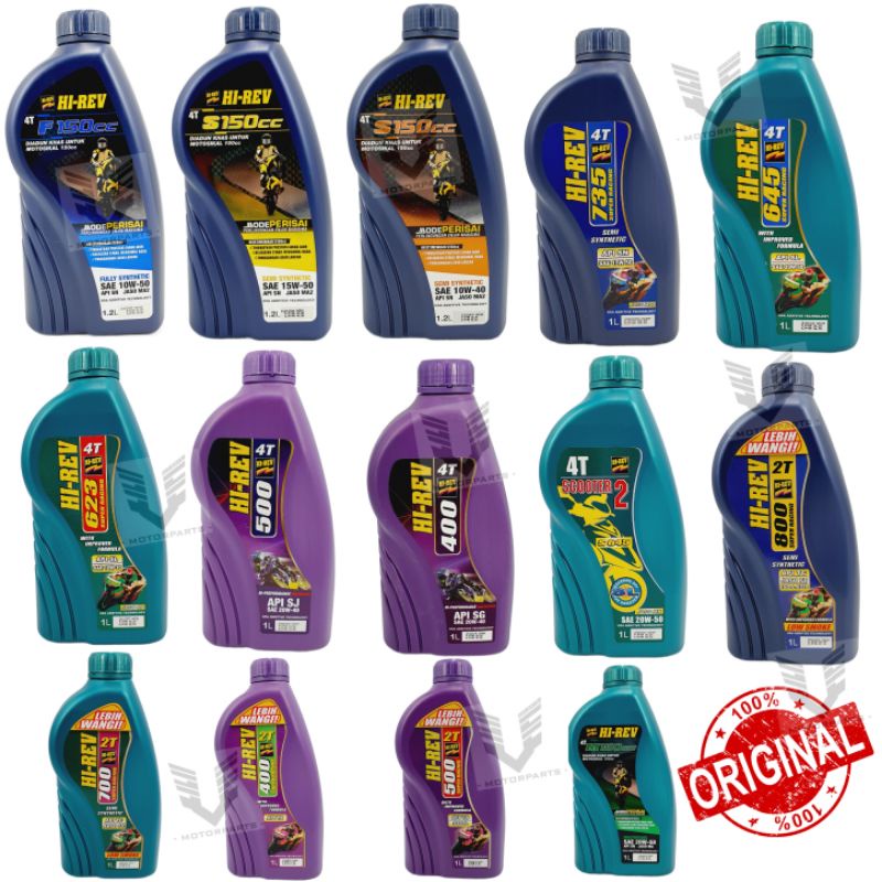 ORIGINAL HI REV ENGINE OIL 4T/2T FULLY/SEMI 1L/1.2L MINYAK HITAM 10W50