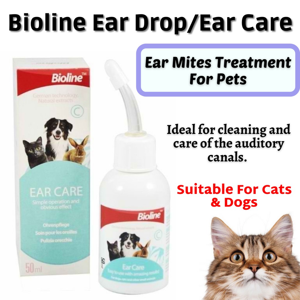 BIOLINE Ear Care Ear Mites Treatment For Cats & Dogs/Pet Ear Drops Ear