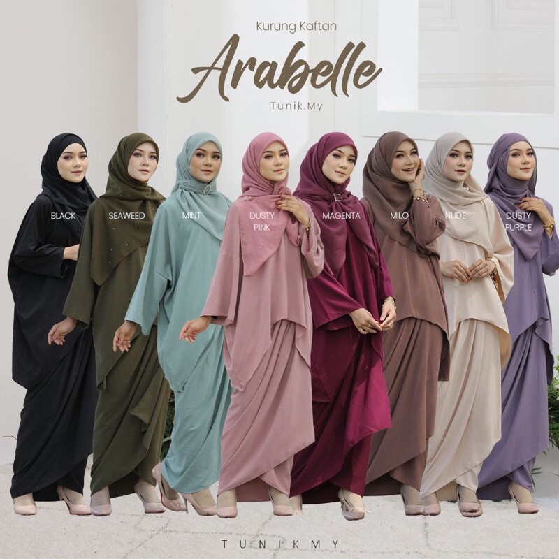 BAJU KAFTAN ARABELLE WITH PARIO SKIRT KURUNG RAYA MODERN 2022